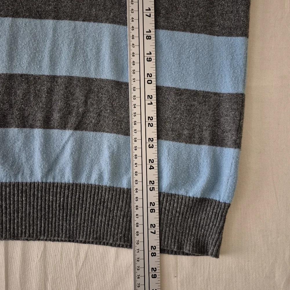 Cullen Womens‎ L Blue & Gray Colorblock Sweater Cotton Cashmere Blend Stripe